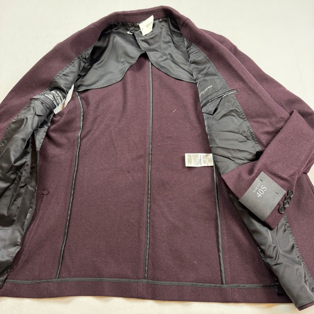 Banana Republic Slim Fit Wool Blend Blazer Burgundy Sport Coat 40S Mens NWT - Picture 10 of 10